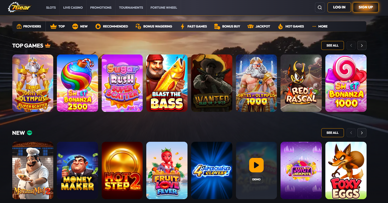 7Gear casino lobby screenshot